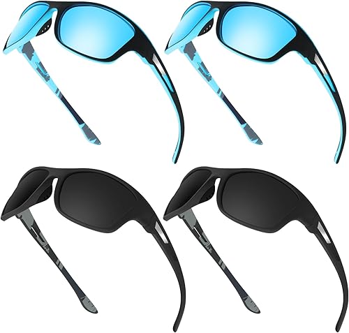 TOODOO 4 pares de lentes de sol polarizados para hombre con protección UV, gafas de conducción deportivas para actividades al aire libre