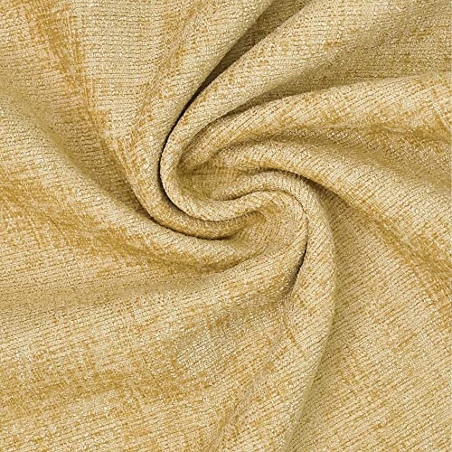 Image of CaliTime Pack of 2 Cozy Throw Pillow Covers Cases for Couch Sofa Home Decoration Solid Dyed Soft Chenille 12 X 12 Inches Gold