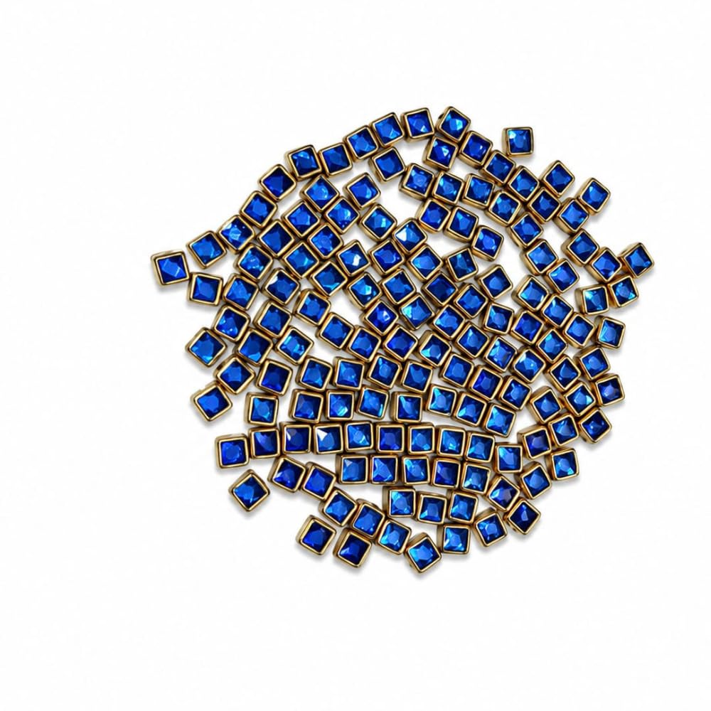 Kundan Glass Fitting Stones Square-Shaped 50g Blue | Approx 500 Pieces, Jewelry Making, Embroidery Use, Craft & Decor, Stone Embellishments-image-3