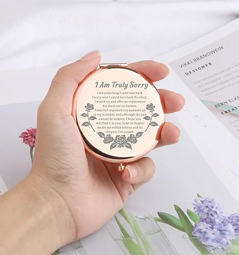 Miniatura 2 de WSNANG Regalo de disculpas para ella, espejo de maquillaje compacto con texto en inglés "I Am Truly Sorry (espejo Truly Sorry Mirror)