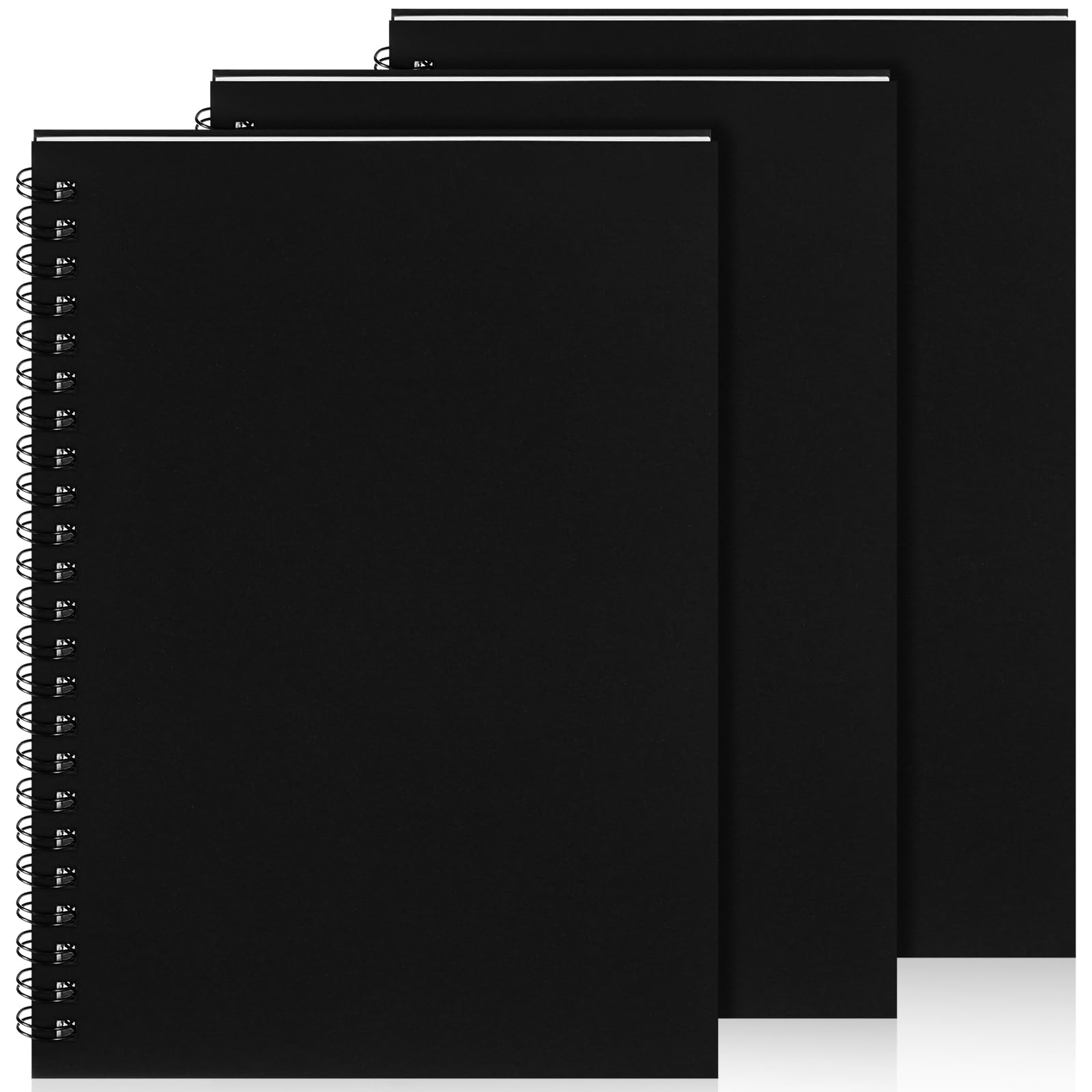 Yahenda 3 Pcs Spiral Notebooks, 1 Subject, Wide Ruled, Black