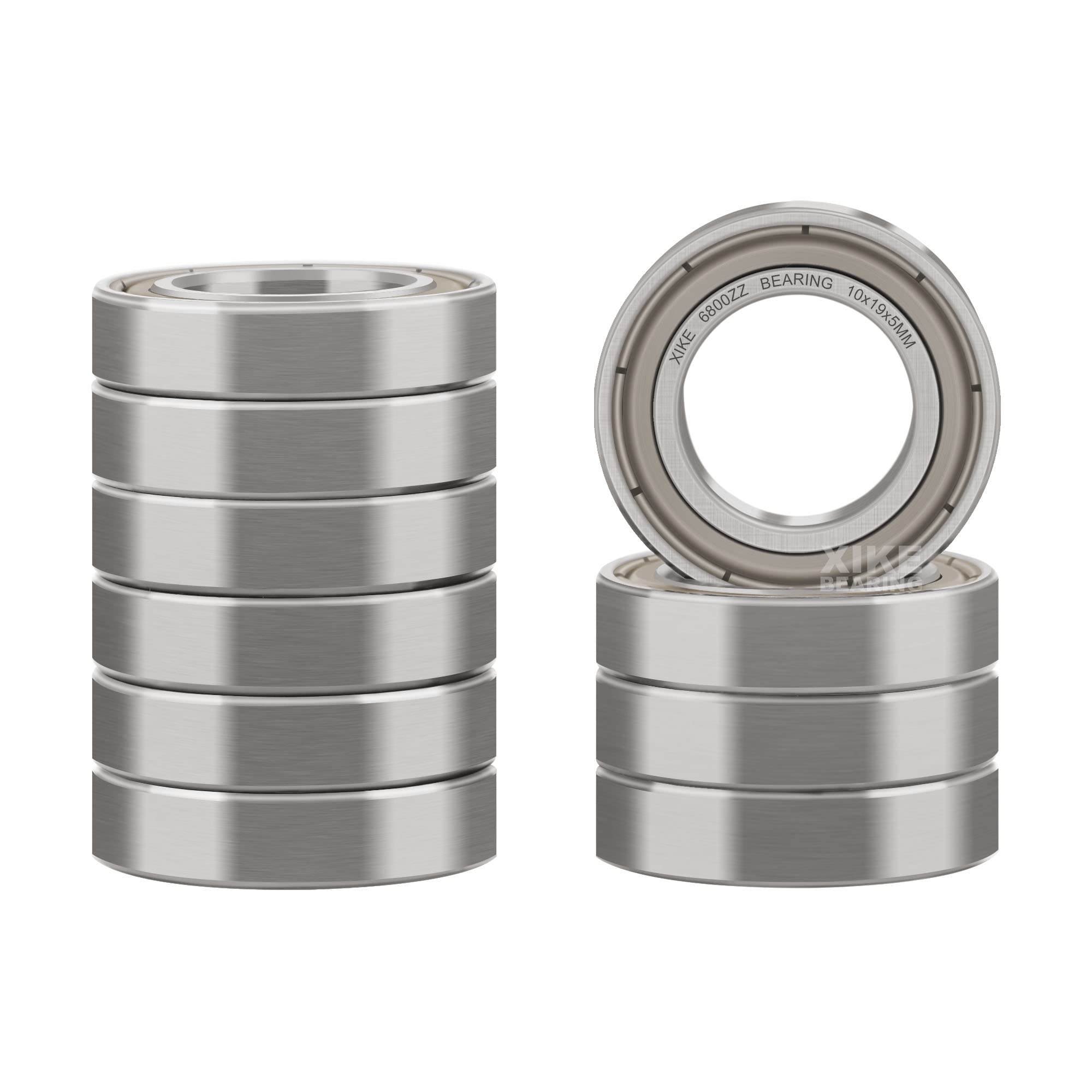 XiKe 6800 ZZ Łożyska kulkowe 10x19x5mm Metal uszczelnione 6800Z Stal chromowa łożyska kulkowe zwykłe, 10 szt.