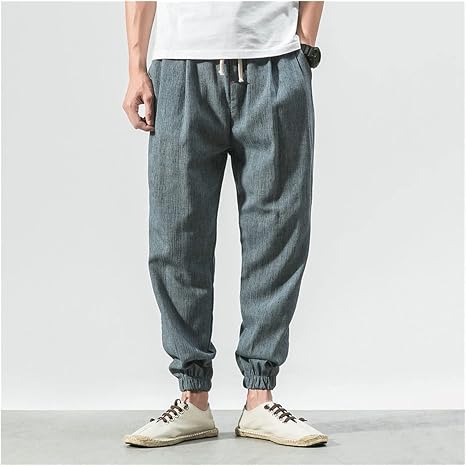 LSDJGDDE Jogger Pants Men Cotton Linen 