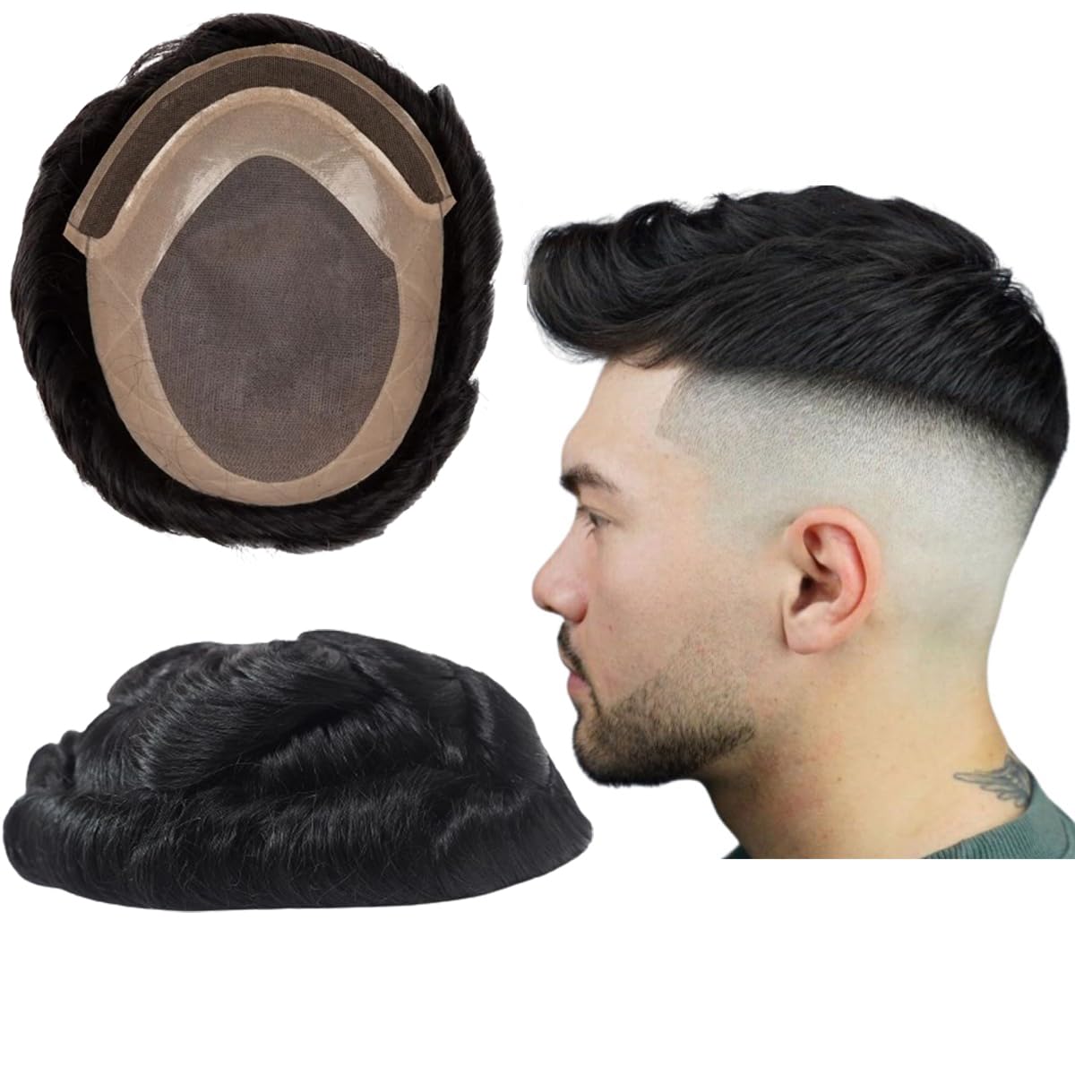 Toupee per uomo parrucche per capelli umani Toupee Mono Base con pizzo anteriore unità di capelli ricci da uomo parrucca da uomo Toupee capelli genuino sistema di ricambio umano per uomo Freestyle