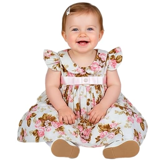Vestido de Bebê Menina Florido com Tiara 100% Algodão Iris