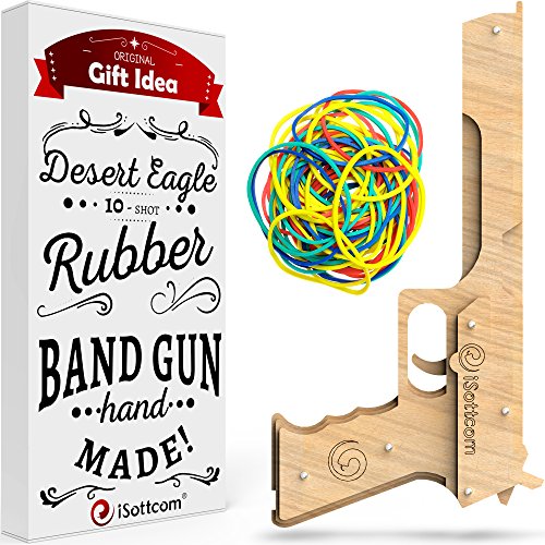 Isottcom Rubber Band Gun â€“ Toy Gun Desert Eagle â€“ Boys Toys for Outdoor Indoor Game â€“ Wooden Toy Guns â€“ Best Present for Men â€“ Wooden Pistol for Shooting Game â€“ Kids Toys for Pretend Play