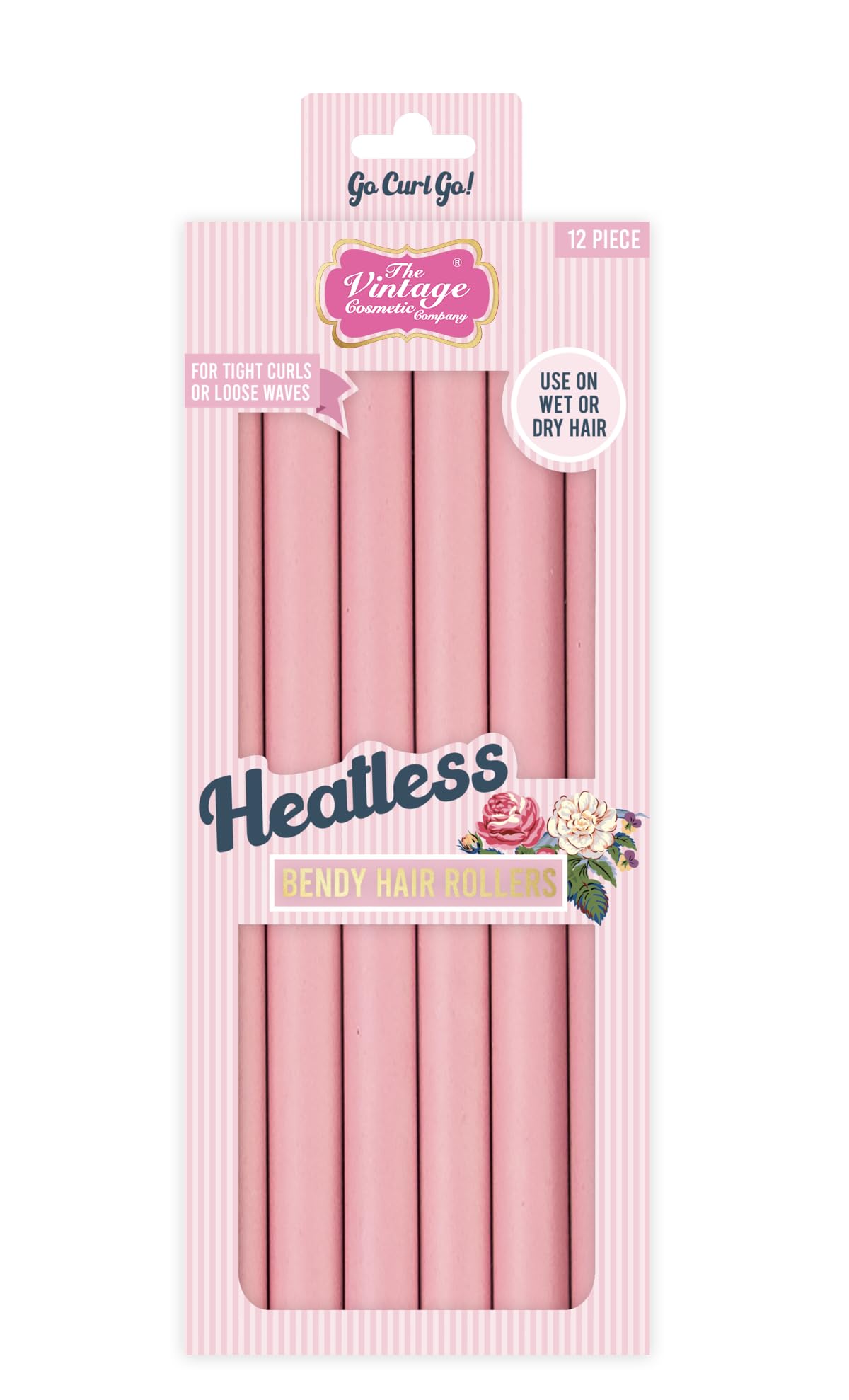 Heatless Bendy Pink Rollers 12 pieces Vintage Cosmetic : Amazon.co
