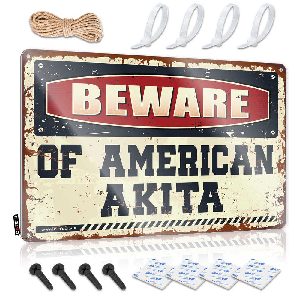 Man Cave Wall Decor Beware Of American Akita Sign Man Cave Sign Decor Funny Sarcastic Signs(20X30CM)