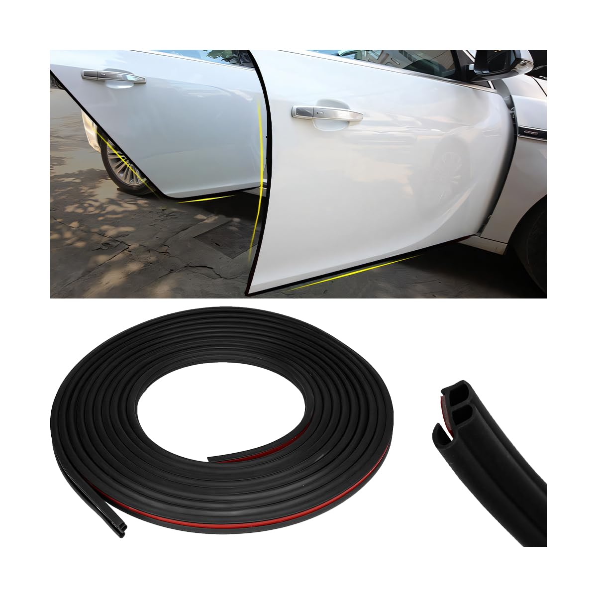 Osilly Adhesive Rubber Car Door Seal Strip, Black