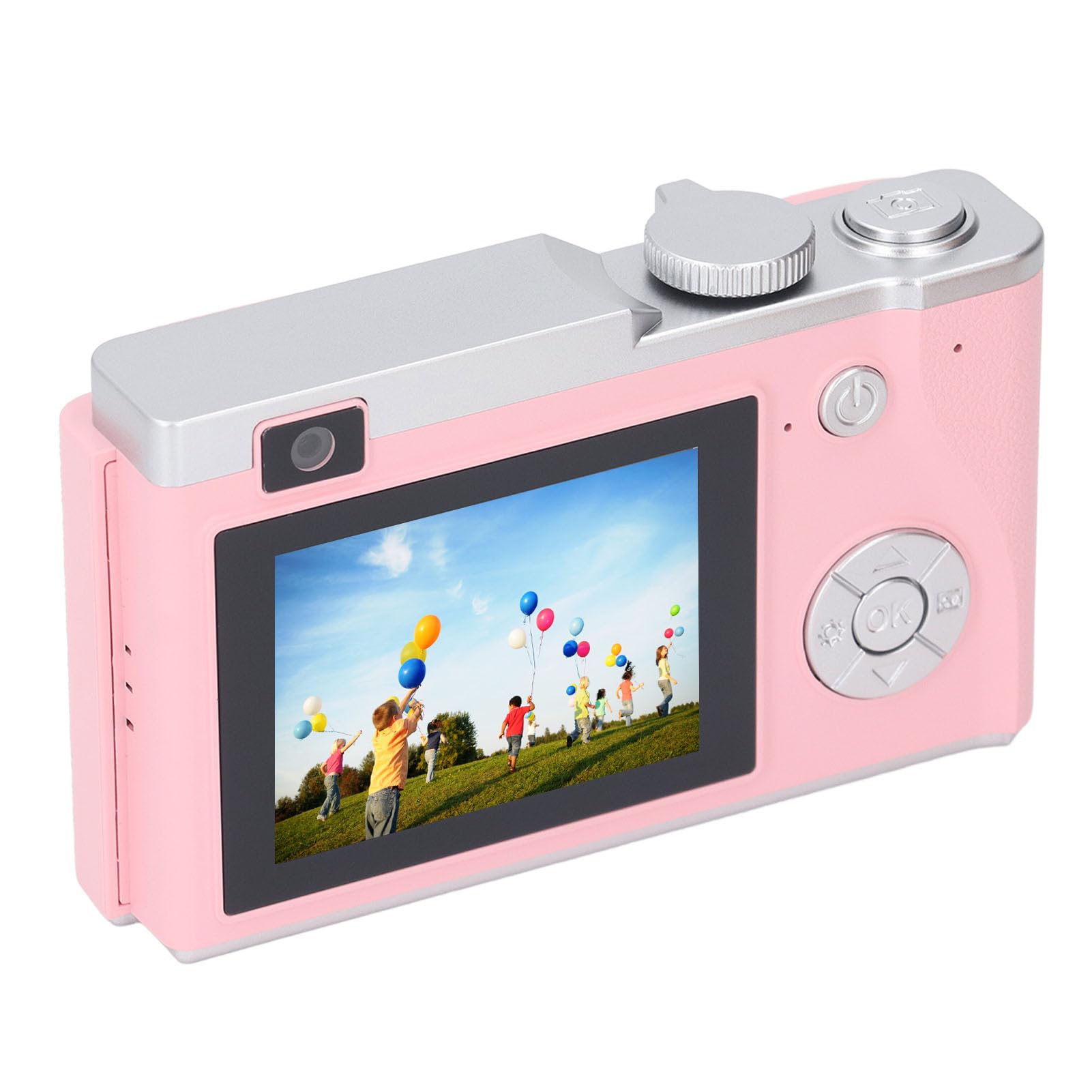 Appareil Photo Numérique 48mp 1080P, Zoom Numérique 16X, écran HD 2.4 Pouces, Double Objectif Avant et Arrière, Point de Charge de Type C, Caméra de Prise de Vue (Pink)