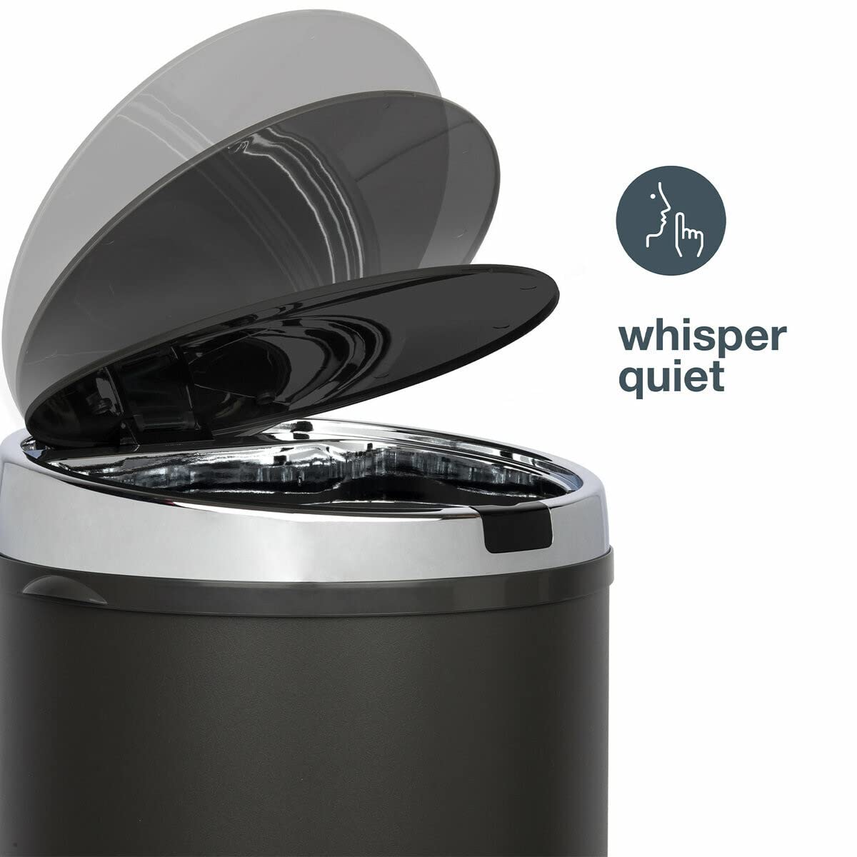 Les Collectors Papelera de Cocina automática de Acero Inoxidable N°347, 42 L, Sensor de Infrarrojos, Redondo, Apertura sin Contacto, Resistente, Cierre silencioso de la Tapa, diseño, Gris Oscuro