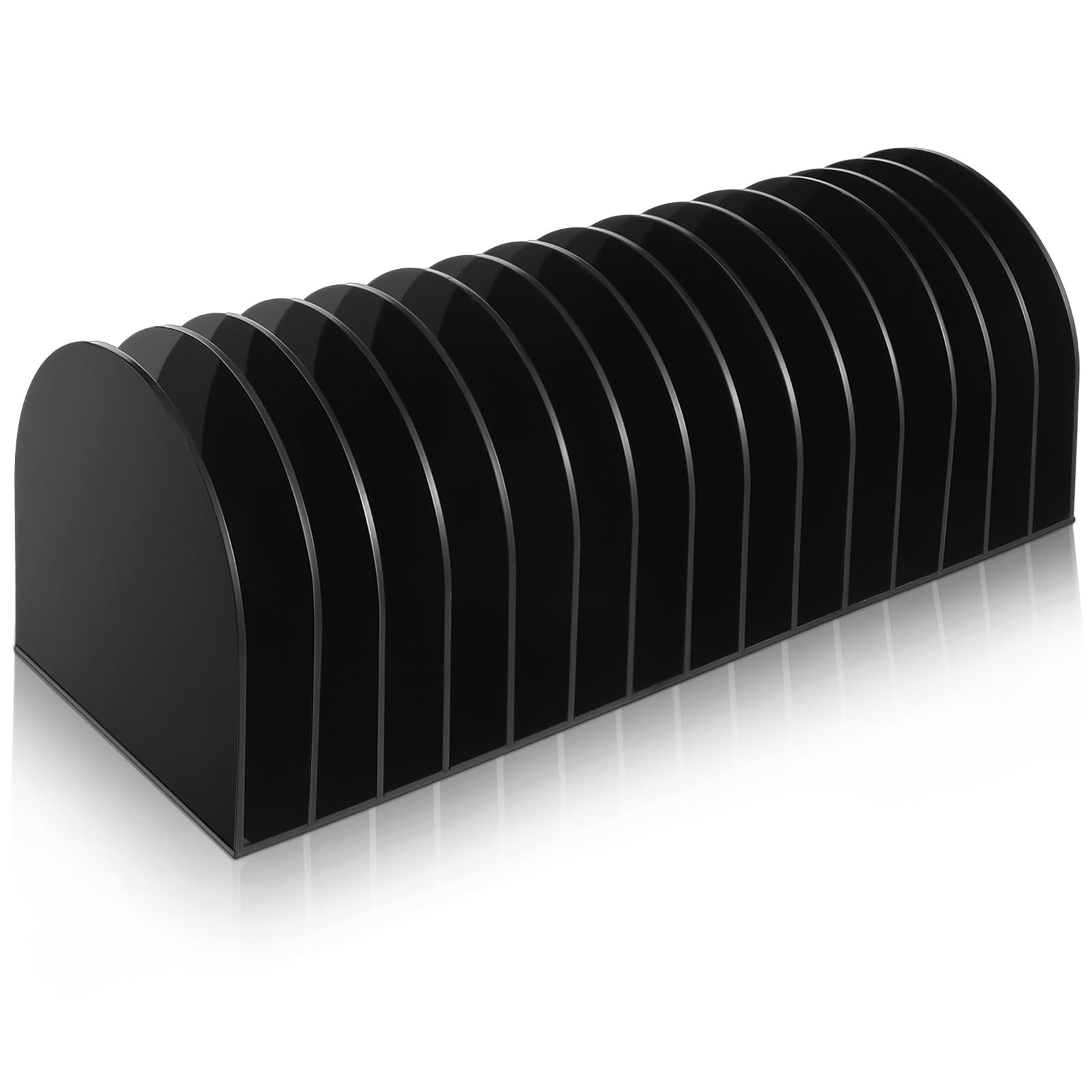 Ctosree Acrylic File Organizer for Desk Vertical 15 Compartments File Sorter Mail Organizer Desktop Countertop Folder Stand Racks for Office Home