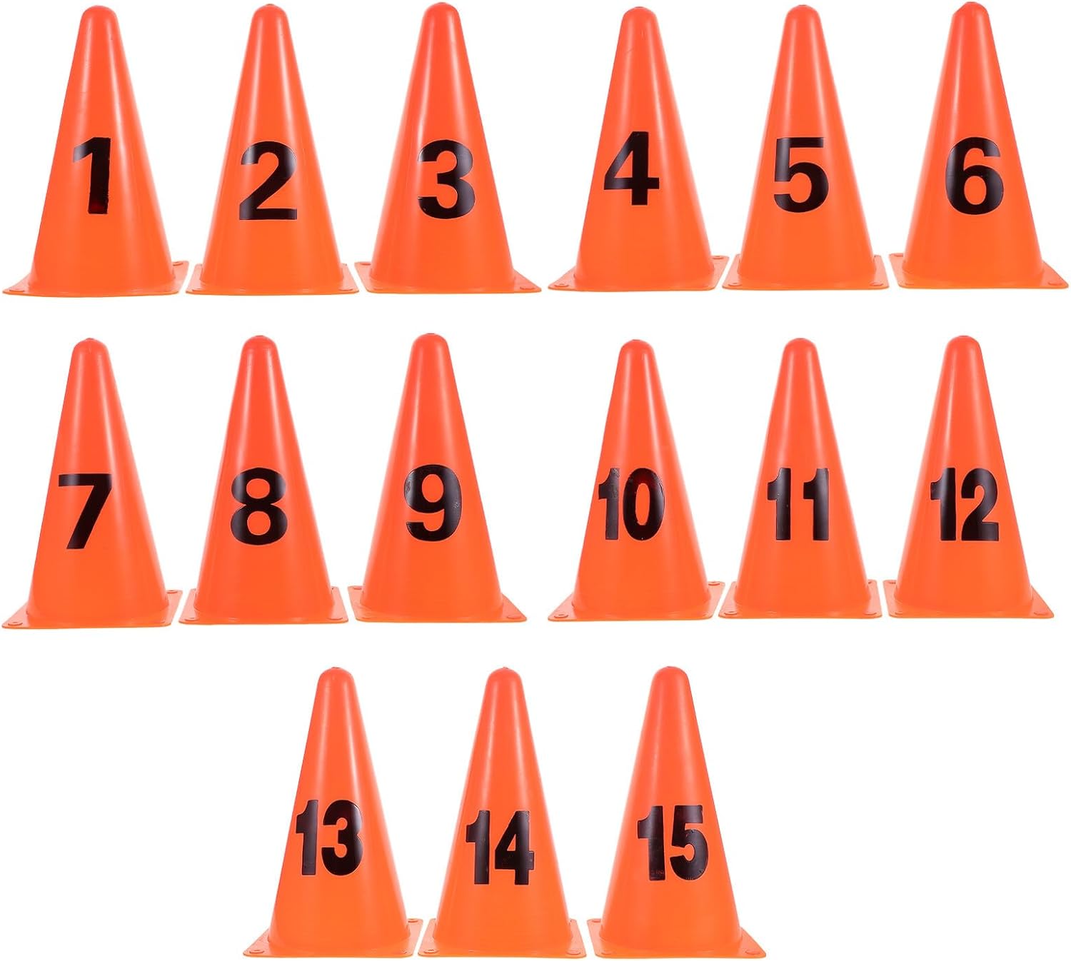 15pcs Soccer Basketball Training Numbered Soft Cones 23cm High Field Agility Markers Fitness Exercise Speed Markers for Outdoor Sports Drills