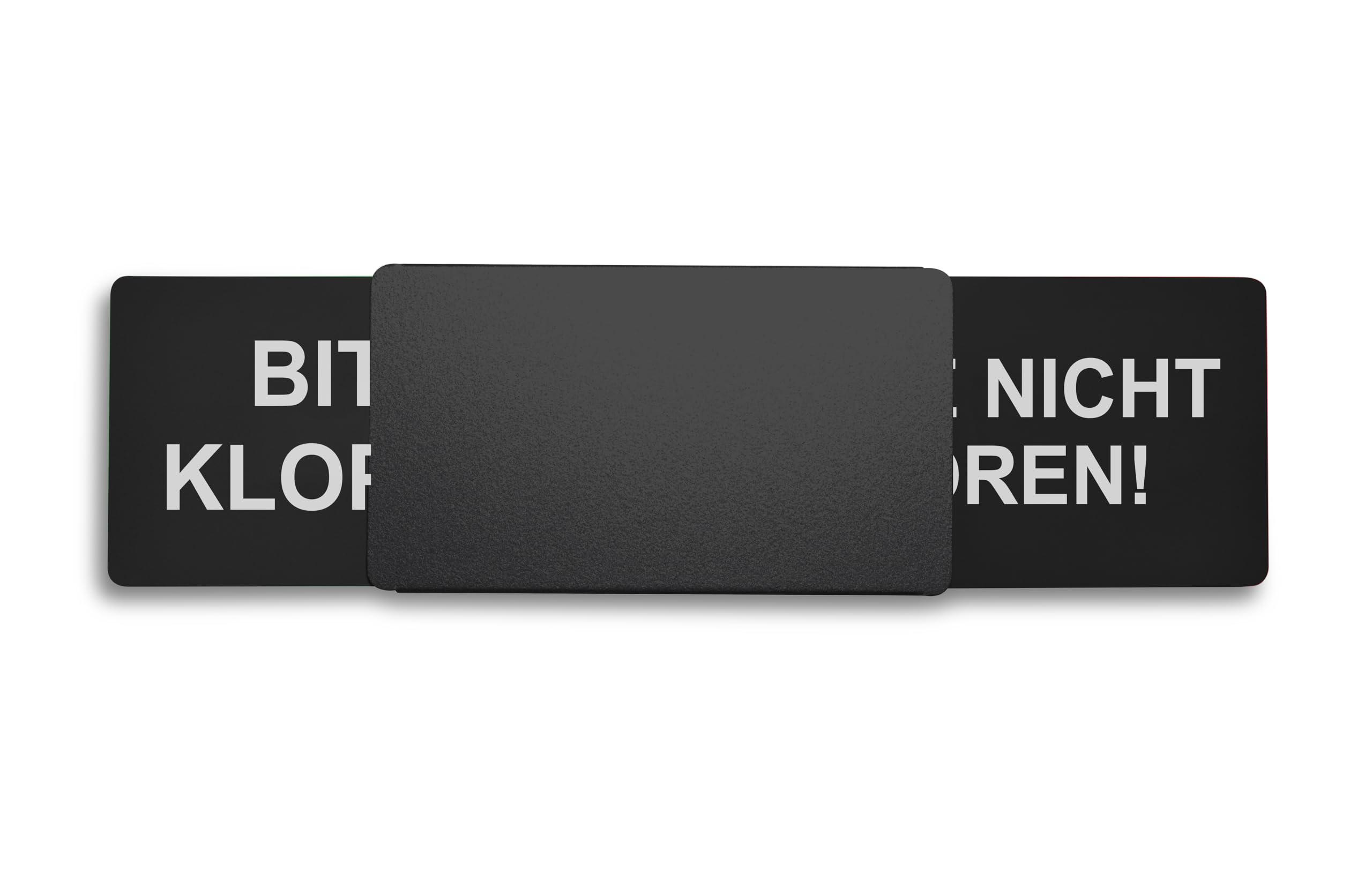 Frei/Besetzt-Schild Style: "BITTE KLOPFEN/BITTE NICHT STÖREN" (schwarz) 175x50mm - Design Made in Germany - Gravierte Buchstaben - Rahmenloses Schild, Metallschieber - 2 Klebepads der Marke 3M