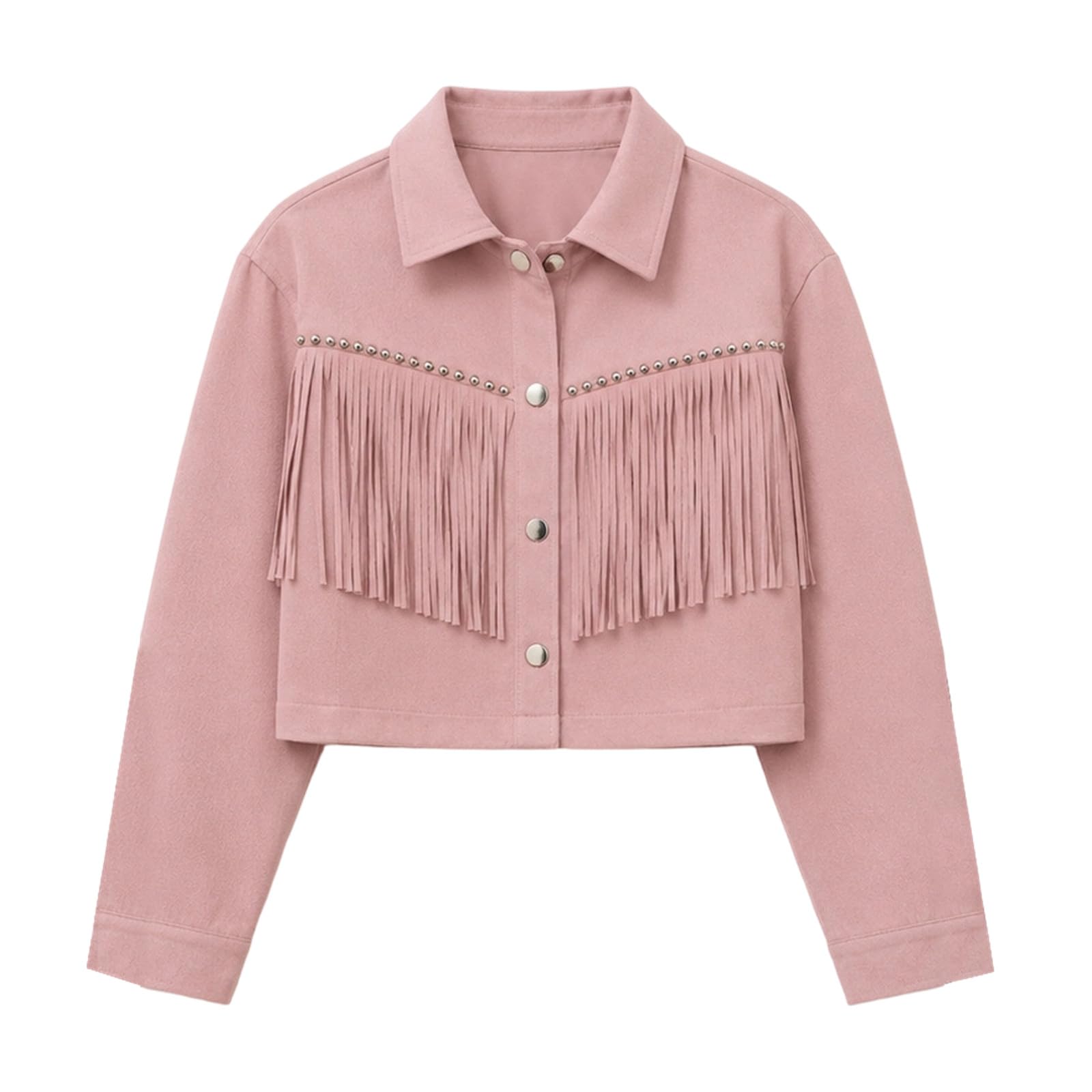 Veste en cuir synthétique pour femme à manches longues avec pompon, hippie, veste demi-saison, cowgirl, cowboy, costume de carnaval, manteau de moto, veste d'automne, tenue de festival de la