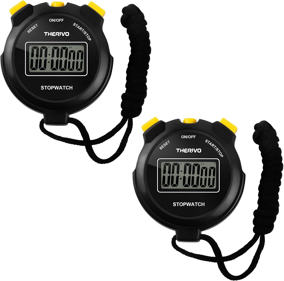 Paquete de 2 cronómetros digitales simples y silenciosos: solo cronómetro básico | Sin vueltas, fácil de usar, leer y transportar con botones intuitivos: encendido/apagado, pantalla grande, ideal para niños, deportes y entrenadores