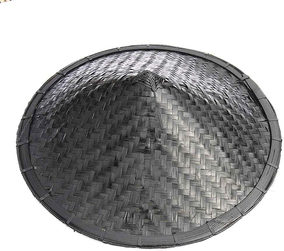 Volcanic Cone Black Bamboo Hat Samurai Hat Cosplay Dia. 18.5 Inch 5.8" Depth