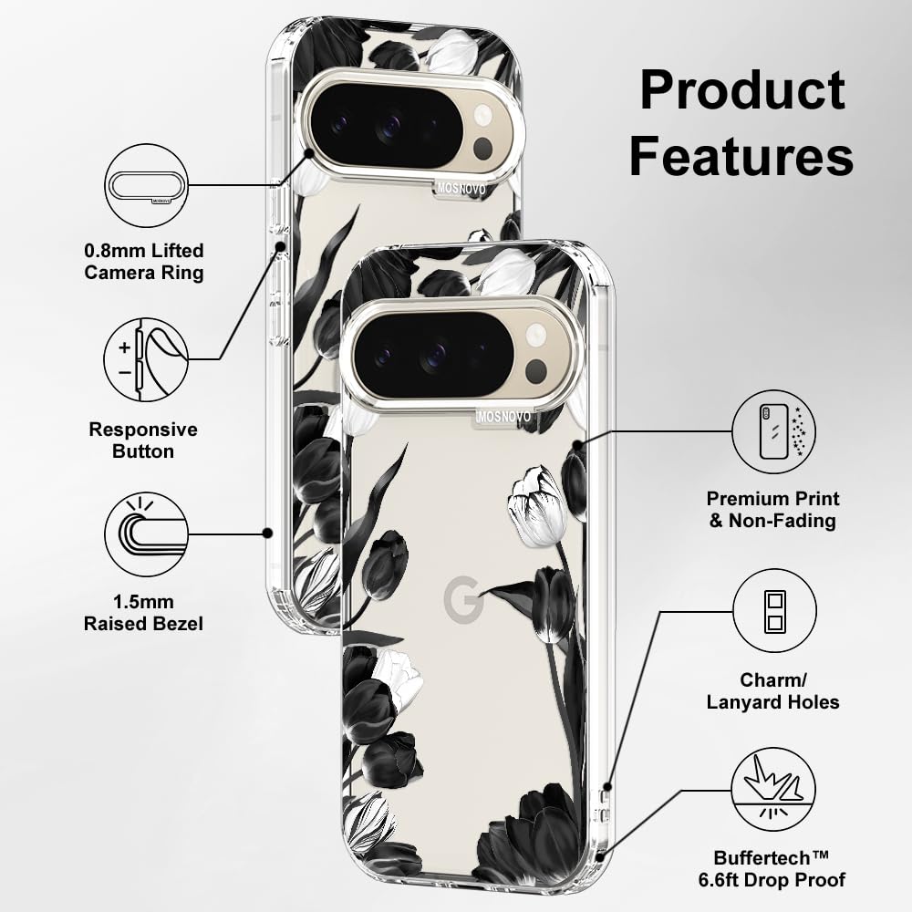 MOSNOVO Case for Google Pixel 10 & Pixel 10 Pro, [Buffertech 6.6ft Military-Grade Drop Protection] [Anti Peel Off Tech] Clear TPU Bumper Phone Case Cover Design - Cute Cherry — view 246
