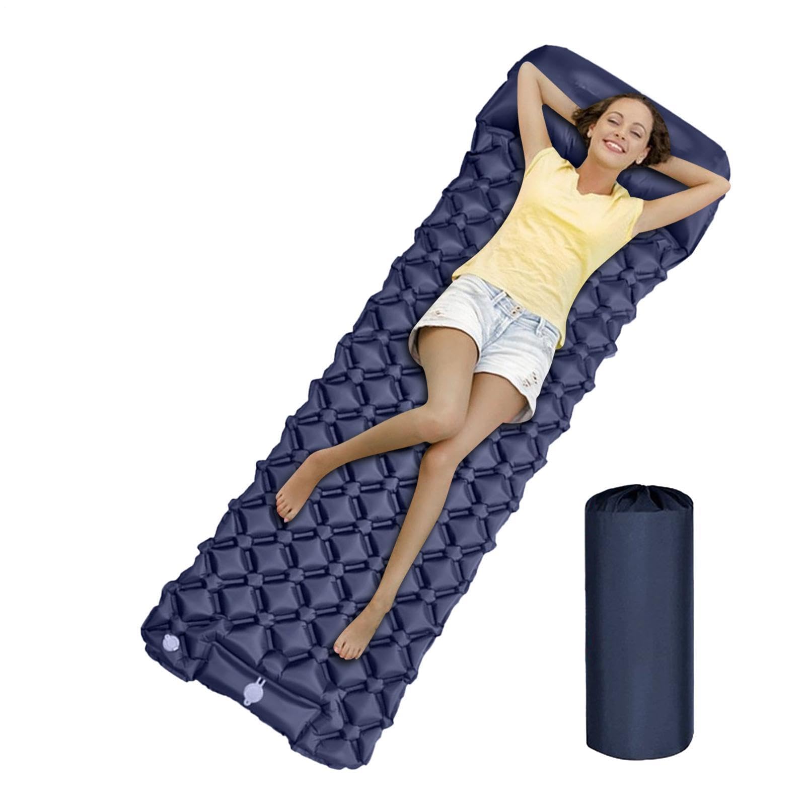 Colchón de camping – Colchoneta inflable impermeable para dormir plegable portátil para una sola persona, ideal para viajes y aventuras al aire libre