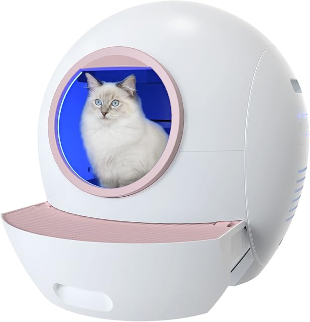 ELS PET Self Cleaning Cat Litter Tray, Cat Litter Box, Odor Removal/60L Extra-Large Capacity, Smart Automatic Cat Toilet for Multiple Cats