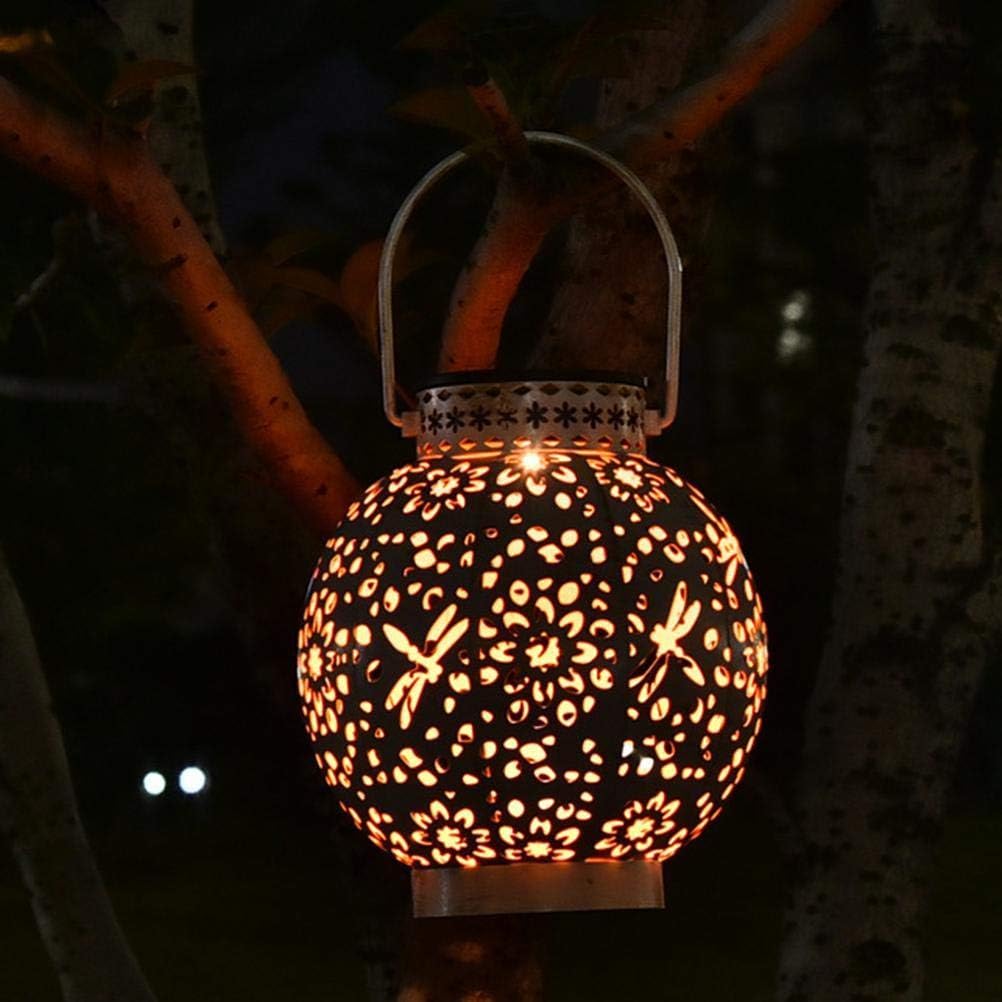 Outdoor Solar Hollowed Out Shadow Lantern Hanging Solar Powered Lamp Garden Landscape Solar Lamp