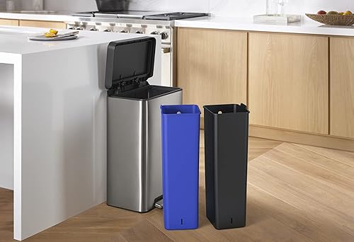 Miniatura 6 de Kohler 20956-ST - Escalón de cocina de reciclaje manos libres de 11 galones, cubo de basura con pedal de pie, tapa de cierre silencioso, acero