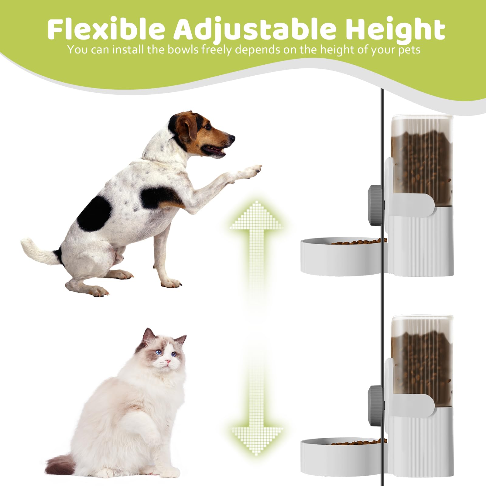 Hanging Cage Automatic Small Pet Food Bowl Water Bottle Dispenser, 1L Auto Gravity Pet Feeder and Waterer Set Kennel Feeding Station Crate Feeder Dish for Rabbit Puppy Cats Ferret (Grey)