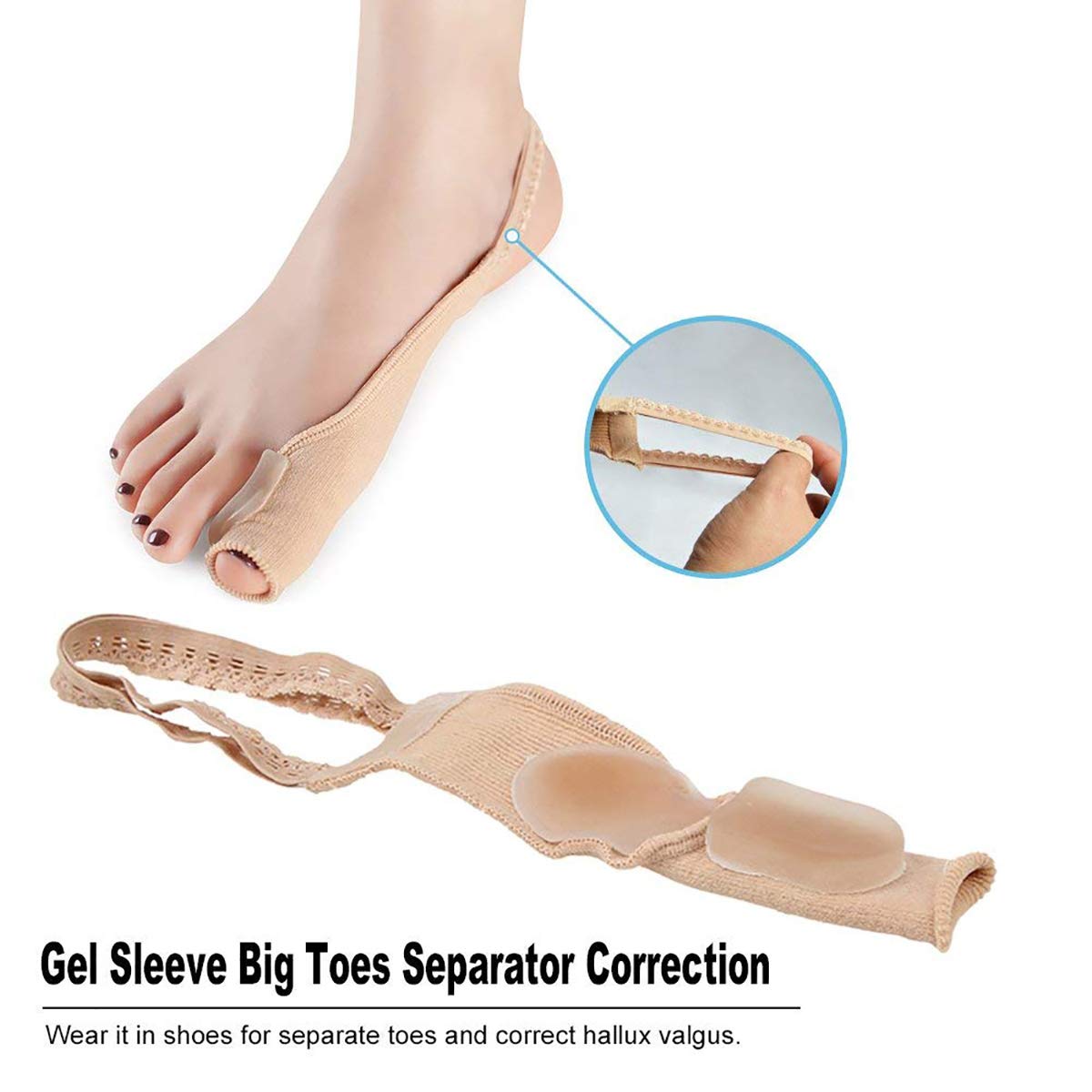 PedimendTM, correttore per Alluce valgo + separatore per Alluce valgo in Gel di Silicone (2 Paia), previene la progressione dell’Alluce valgo e la Sovrapposizione delle Dita dei Piedi