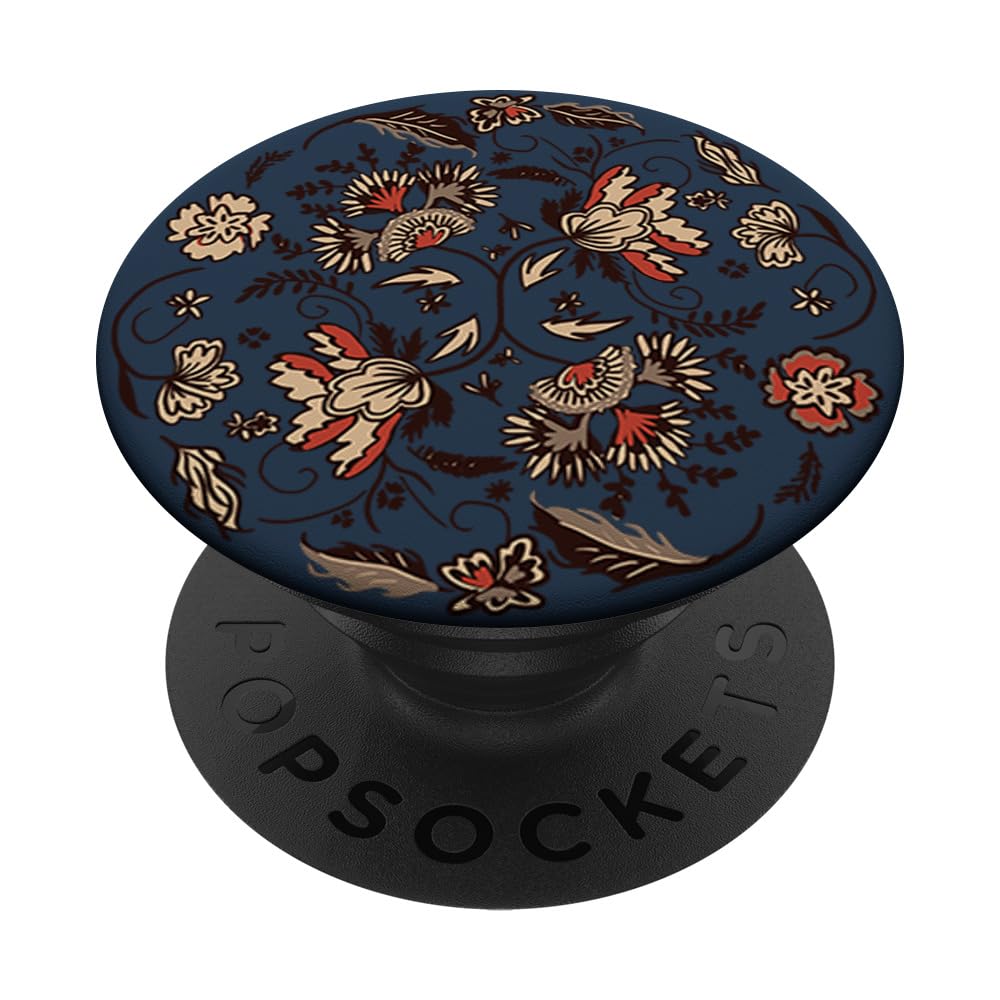 Vintage Flower Motif Design Cool Floral Pattern Florist Gift PopSockets Adhesive PopGrip