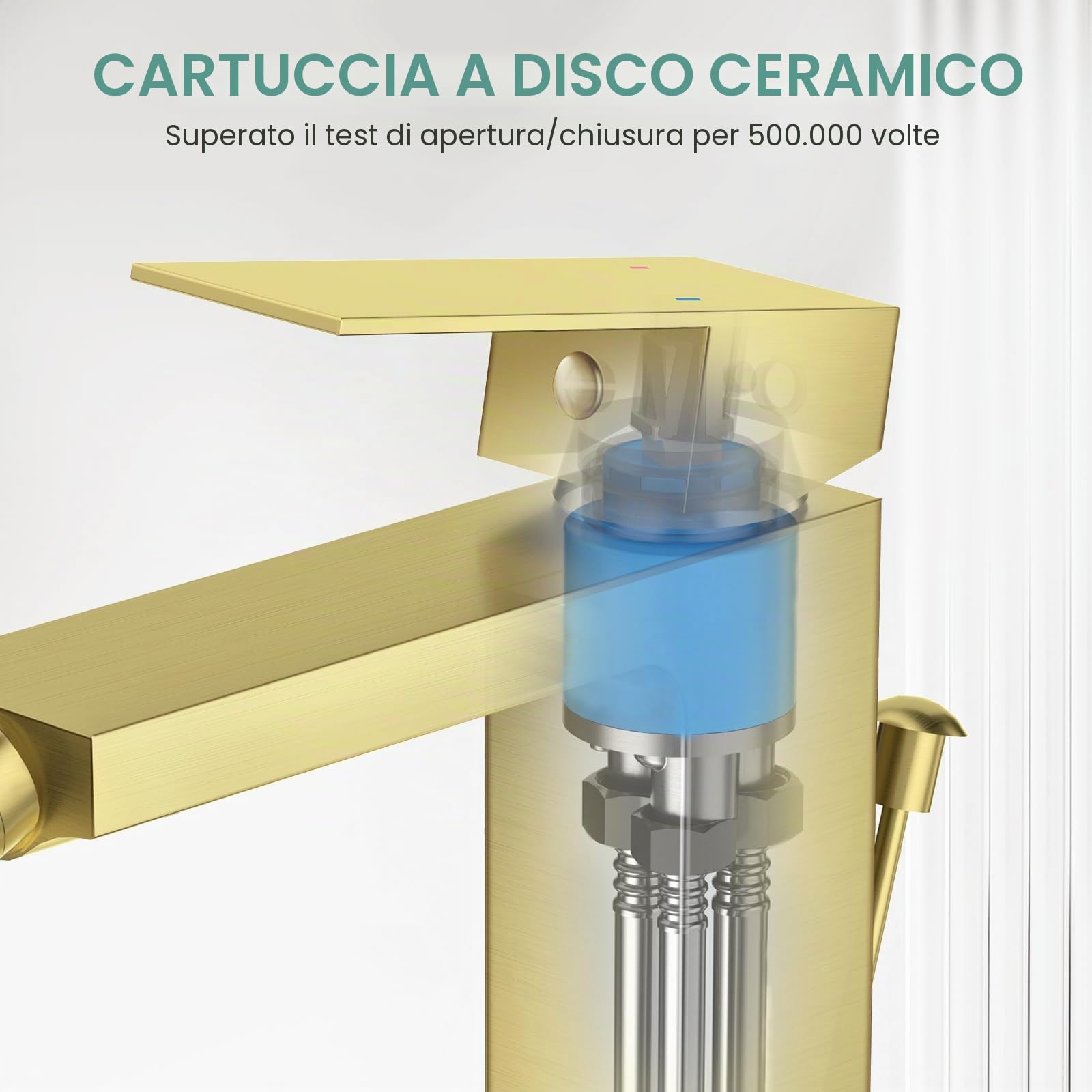 Faustina Rubinetto per Bidet WC con Tirante, Miscelatore Monoelmo Bidet in acciaio inox regolabile con giunto sferico Ottone, Spazzolato Oro