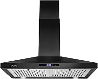 Vista 1 de SNDOAS Campana extractora negra de 30 pulgadas, campana de cocina de acero inoxidable montada en la pared con controles táctiles, convertible