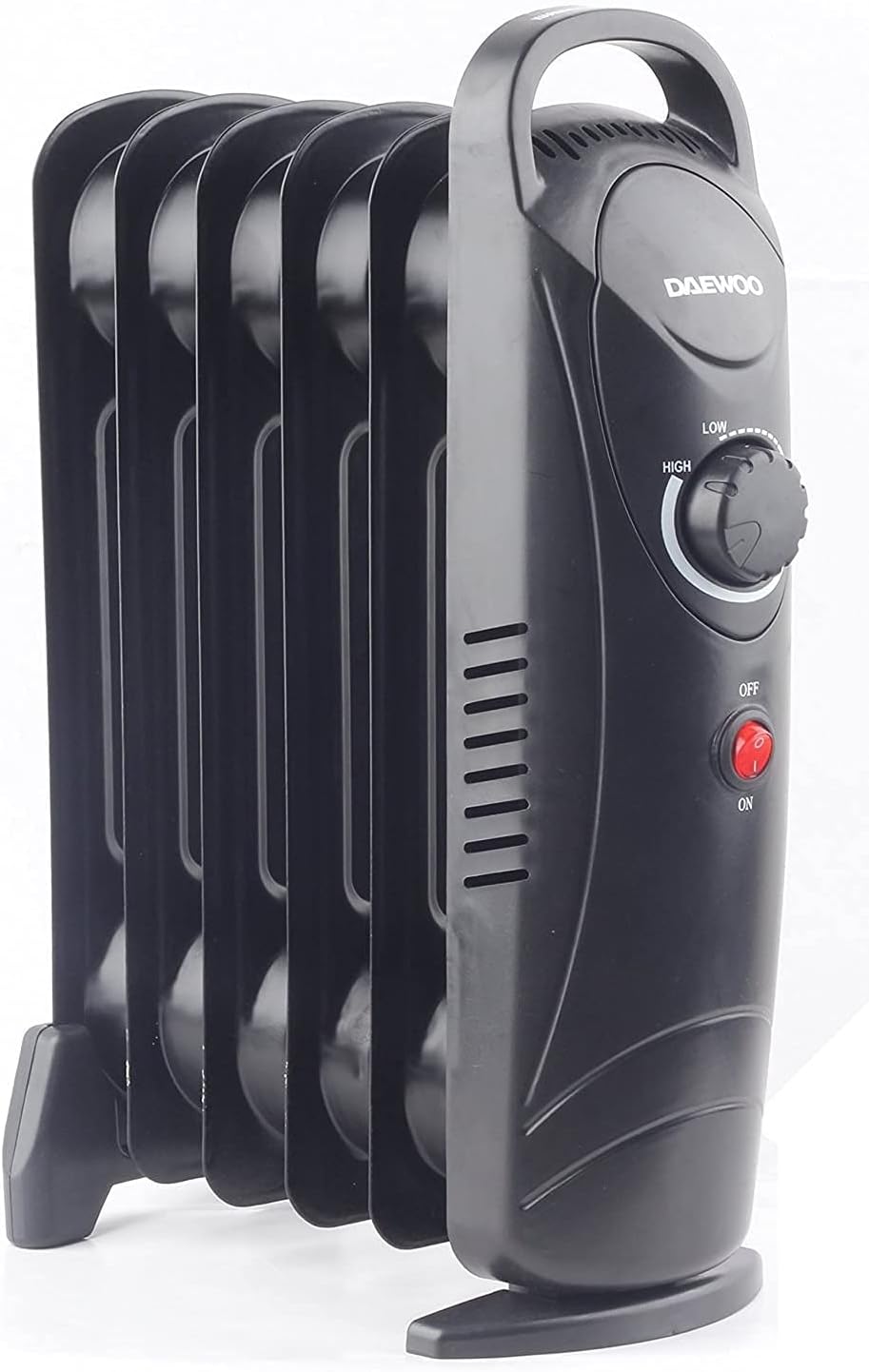 Daewoo 800W Black Portable Oil Filled Radiator Heater with Thermostat & Timer
