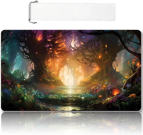 Tapete de juego MTG cosido de alta calidad con zonas y parte trasera de goma antideslizante, tapete de juego TCG para MTG y otros juegos de cartas,