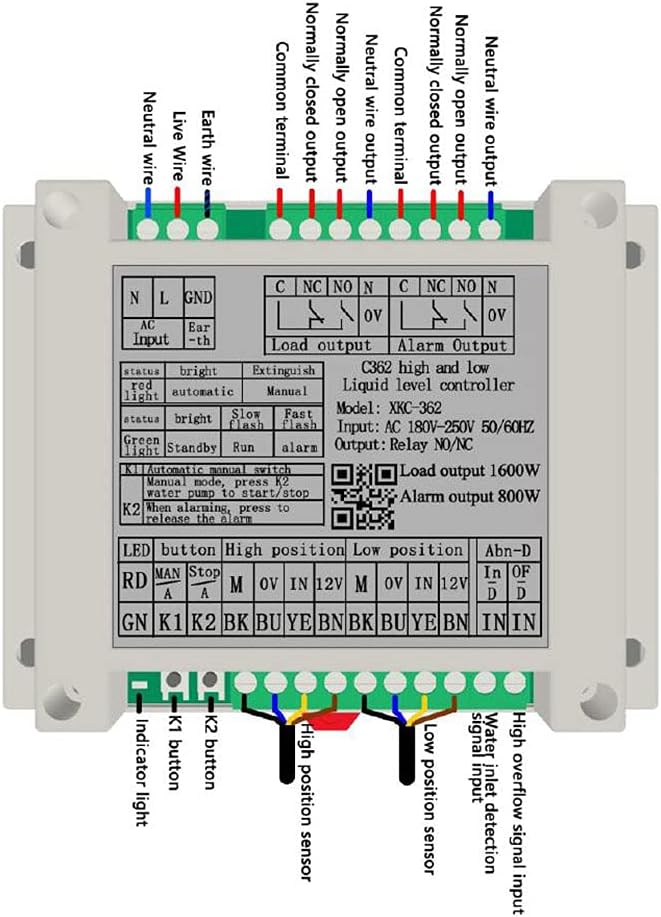 Taidacent Pipeline High Low Water Level Controller Liquid Level Switch with 3 Water Level Sensor Probe Cable 3M Automatic Level Switch Detection Instead of Float Switch