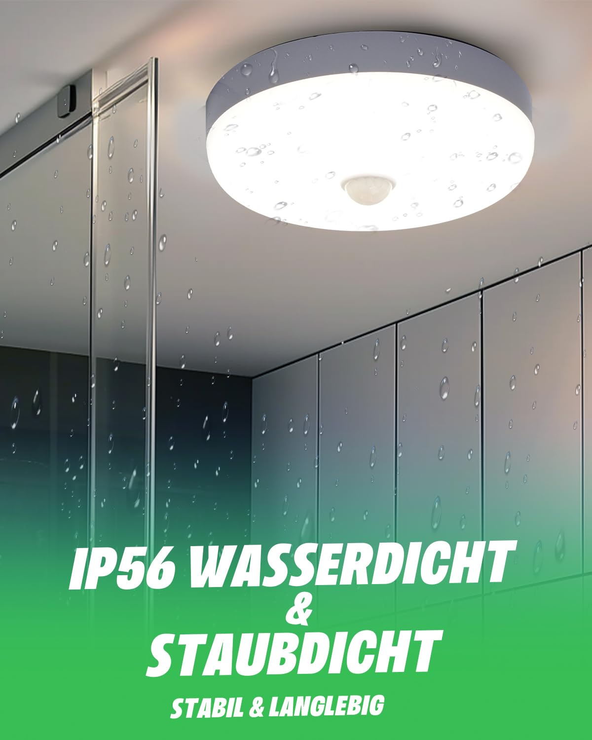 Plafonnier 15W LED avec Détecteur de Mouvemen, Lampe de plafond Rond avec Capteur Blanc Naturel 4000K,IP56 Étanche pour Escalier Intérieur Extérieur, Salle de Bain, Balcon,Garage, Couloir