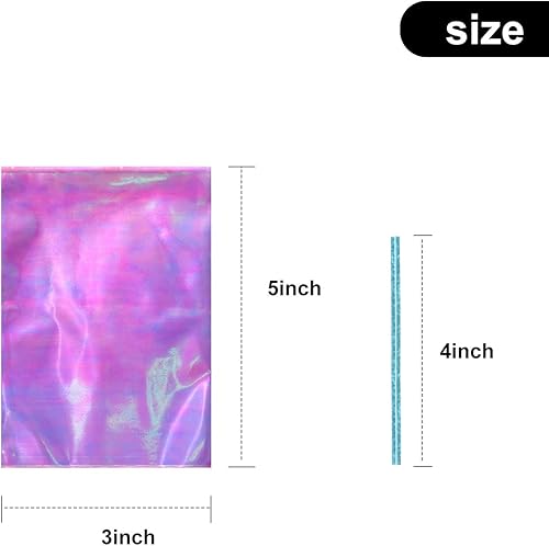 Vista 15 de Shappy 120 bolsas de celofán iridiscente, bolsas holográficas iridiscentes de fiesta con 200 lazos giratorios para fiestas, bodas, cumpleaños
