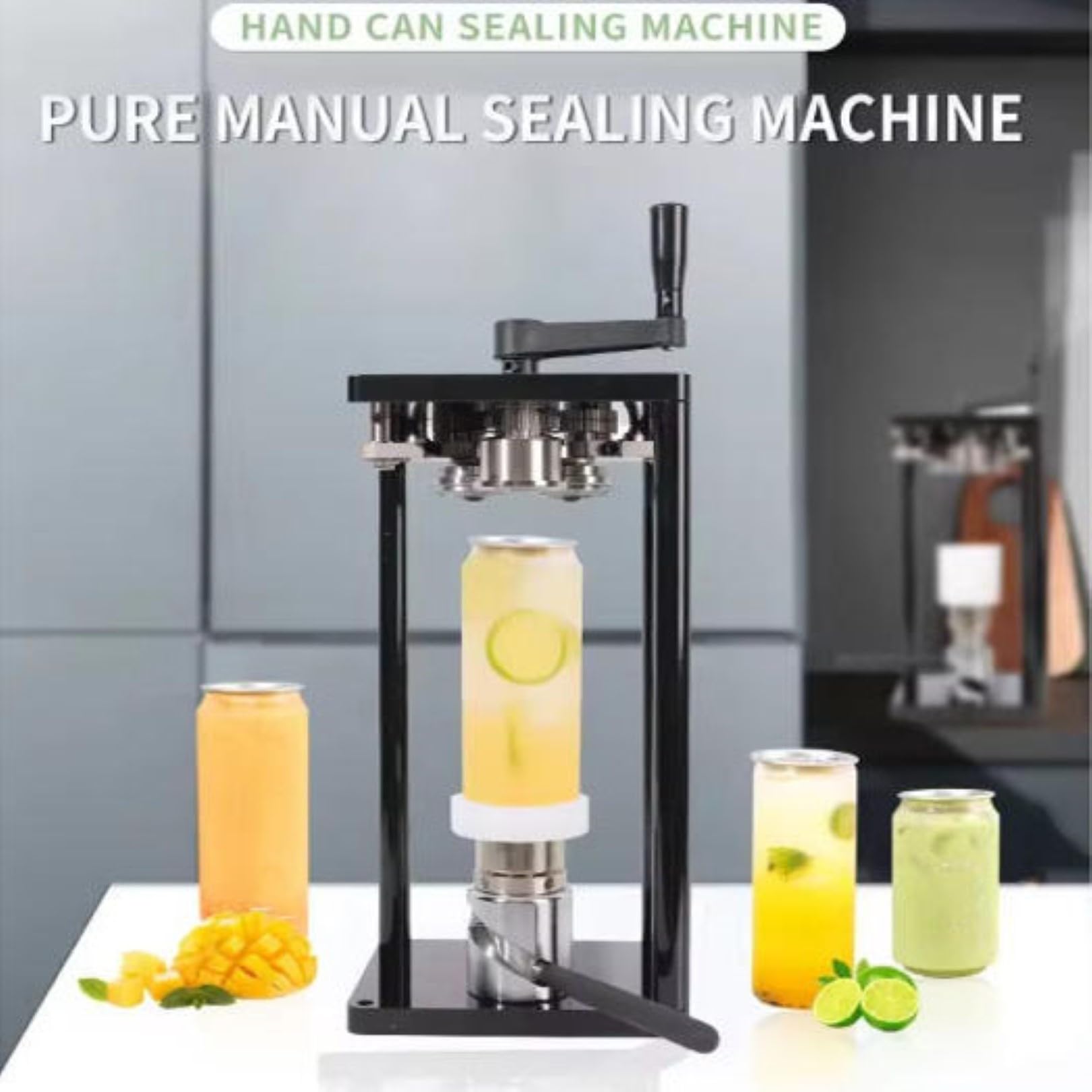 Outil manuel de scellage de canettes, machine rotative manuelle pour canettes d'aluminium et PET de 55 mm de diamètre, scelle jusqu'à 10 canettes par minute, durable et efficace
