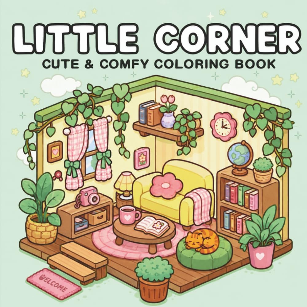 Little Corner: Coloring Book for Adults and Teens, Super Cute Designs of Cozy, Hygge Spaces for Relaxation