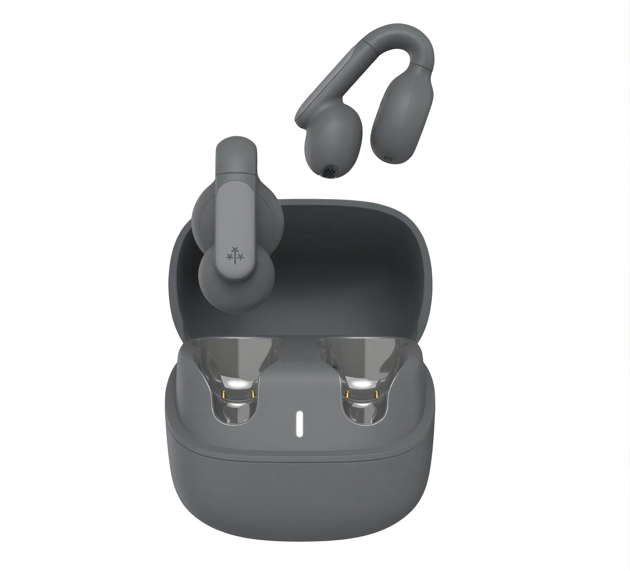 HUNE Eclipse Auriculares Open Ear Bluetooth 5.3, Conducción Aérea OWS, Diseño Clip-On Cómodo, Ajuste Seguro para Deporte y Oficina, Micrófono Dual, Multipoint, USB-C, Gris