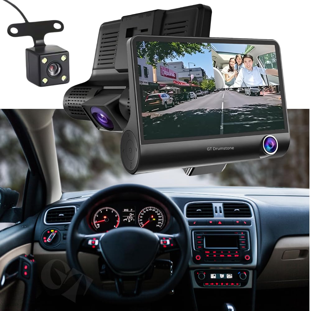 Drumstone (𝐒𝐩𝐞𝐜𝐢𝐚𝐥 𝟏𝟓 𝐘𝐞𝐚𝐫𝐬 𝐖𝐚𝐫𝐫𝐚𝐧𝐭𝐲) 3 Channel Dash Cam 1080P Full HD with Front, Inside & Rear Cameras | 360° Car Security DVR with G-Sensor, Loop Recording, Parking Monitor-picture-36