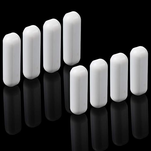 Miniatura 7 de Weewooday 8 barras agitadoras magnéticas de PTFE, barra de placa de agitación de PTFE de acero inoxidable de color blanco, barra magnética de placa