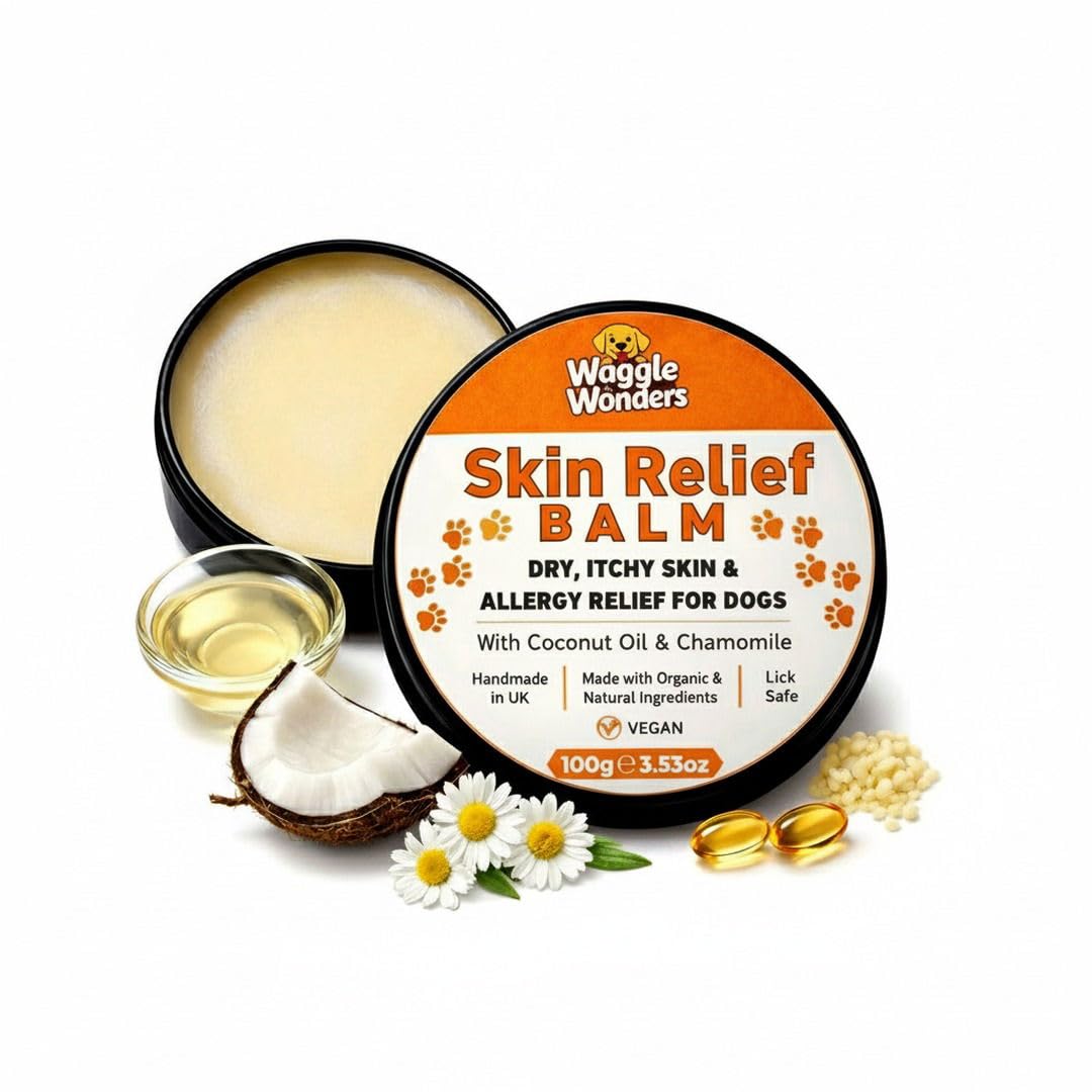 Waggle Wonders - Dog Itch Relief Balm – Skin Relief Balm, Soothes Hot Spots, Dry & Itchy Skin, 100% Natural, Lick-Safe, Vegan Formula (100g)