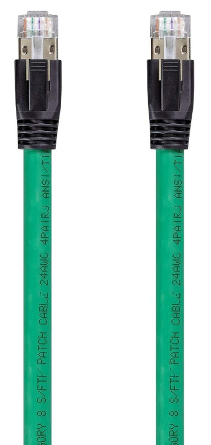 Monoprice Cat8 24AWG S/FeetP Ethernet Network Cable - 50 Feet - Green | 2GHz, 40G, RJ45 Connector for Modem, Router, Switches, Laptop - Entegrade Series : Industrial & Scientific