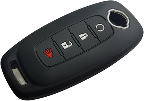 Miniatura 3 de Funda de silicona para llavero con control remoto sin llave, compatible con Nissan Pathfinder Rogue Kicks 2023 2024  4 botones de arranque remoto