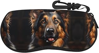 German Shepherd Soft shell convenient glasses bag, ultra-light soft cosmetic bag wallet jewelry bag, unisex sunglasses case,