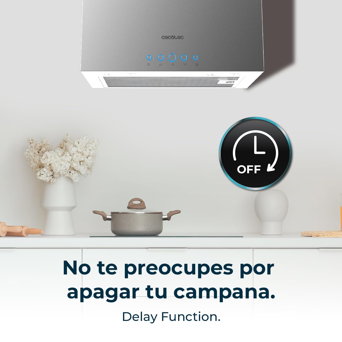 Cecotec Bolero Flux ICT 388000 Dunstabzugshaube, Edelstahl, 210 W, 38 cm, 800 m³/h, A++, LED