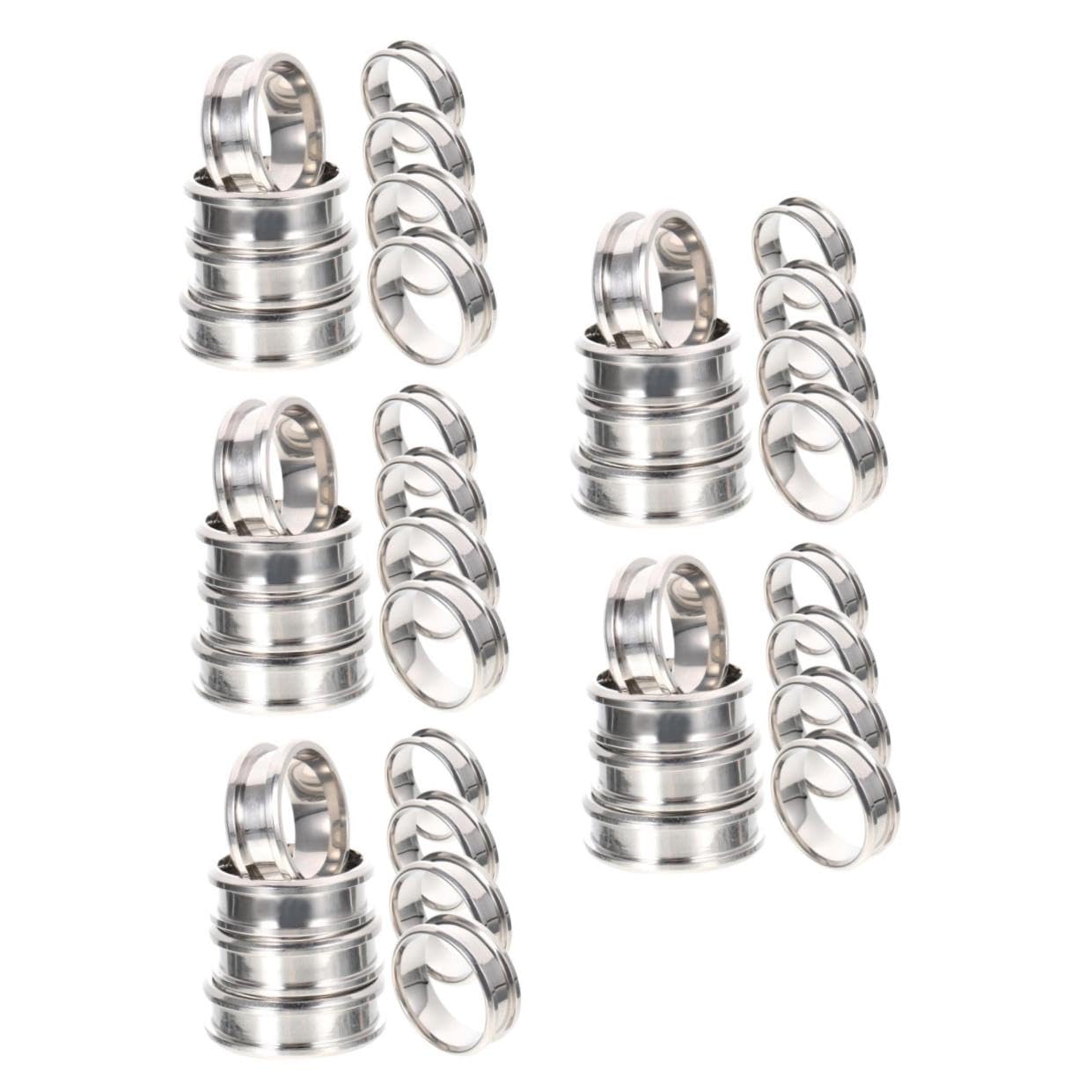 VILLCASE 40 Stk Geriffelter Ring Geriffelter Fingerring Edelstahl Ringmacher Fingerring Aus Stahl Kreisring Ringkernrohlinge Inlay Breitband-fingerringe Hypotenuse Dorn Rostfreier Stahl