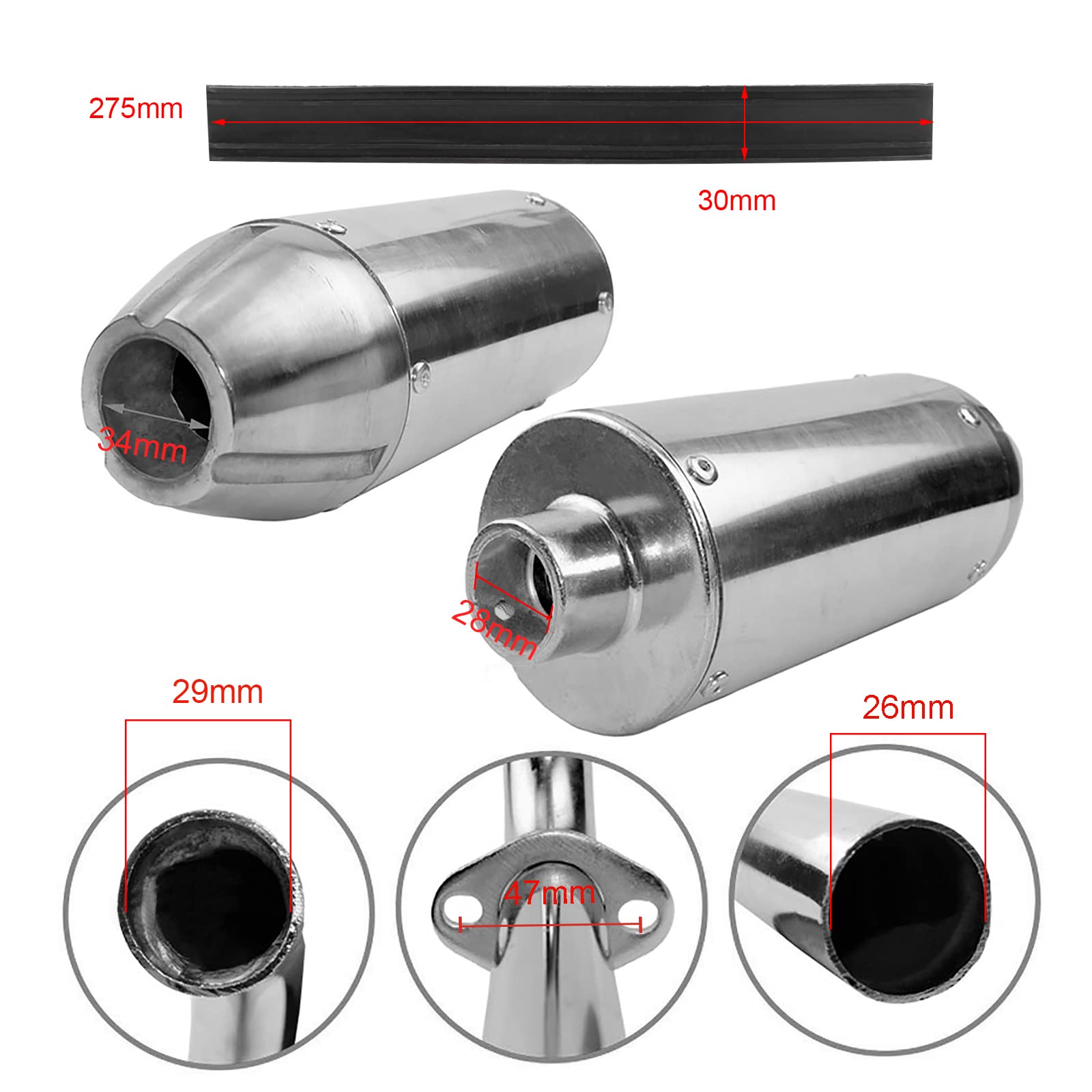 New arrival updates Everyday 28mm Muffler Exhaust Pipe for 50125cc Pit