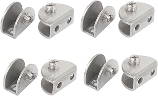 Aexit 8pcs Half Fall Protection Round Shaped Glass Clip Clamp Silver Tone for 9mm Safety Clips Thickness Glass