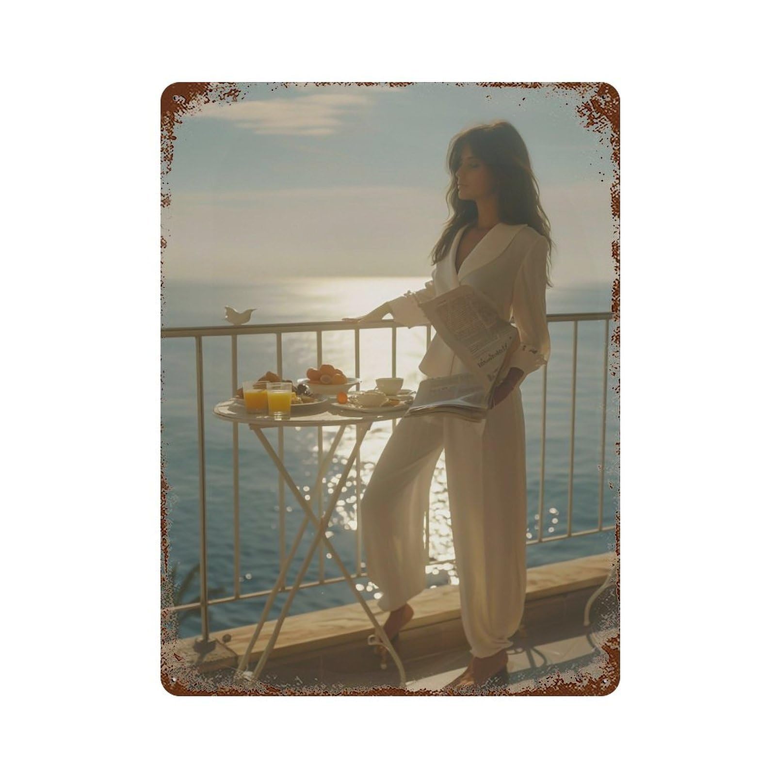 FHUYEURHRY Italian Seaside Fashion Editorial 02 Wall Decor Retro Iron Vintage Art Metal Tin Sign Poster Modern Home Cofffee Club Art Bar Shop Decorations Style-43 40x30cm